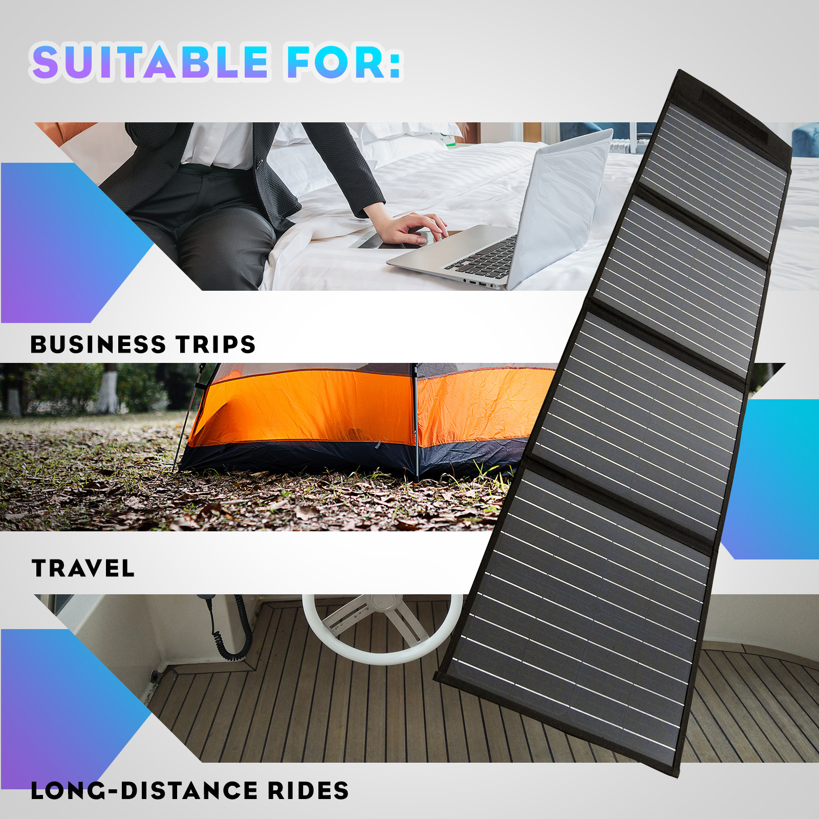 12V 250W 200W 160W 120W Folding Solar Panel Blanket Solar Mat Kit